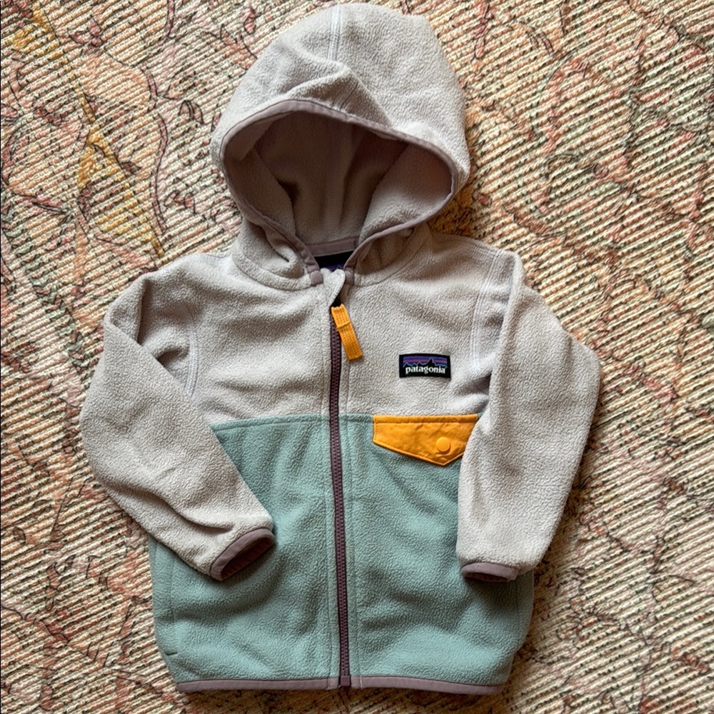 Patagonia Gray and Green Color Block Hoodie